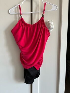 Ruched Women's adjustable straps swimsuit.